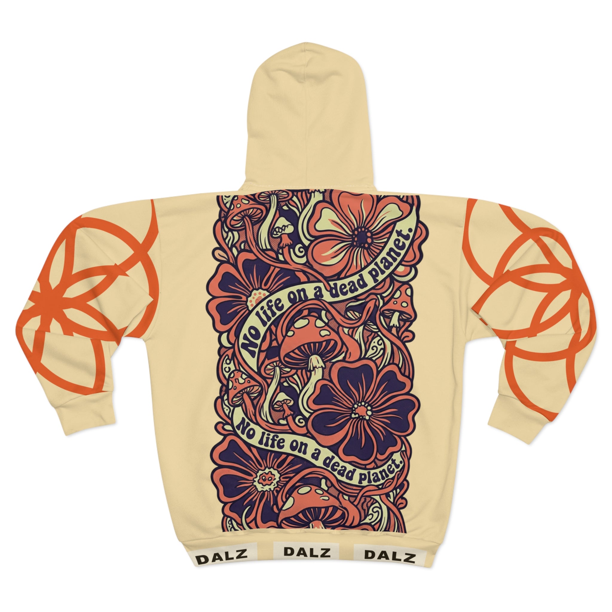 Psychedelic Skull Zip Hoodie — "No Life on a Dead Planet" All-Over Print