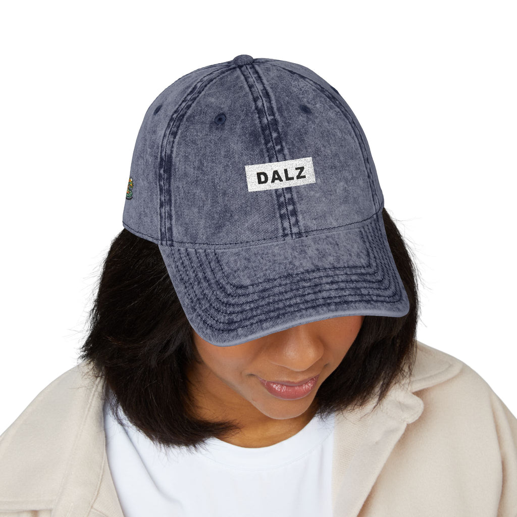Vintage Embroidered Cap — 'DALZ' Washed Cotton Baseball Hat