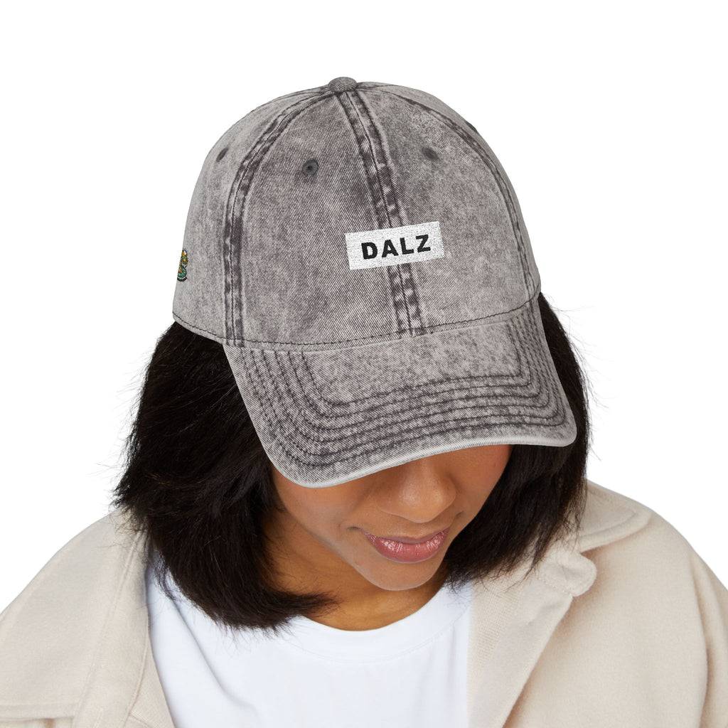 Vintage Embroidered Cap — 'DALZ' Washed Cotton Baseball Hat