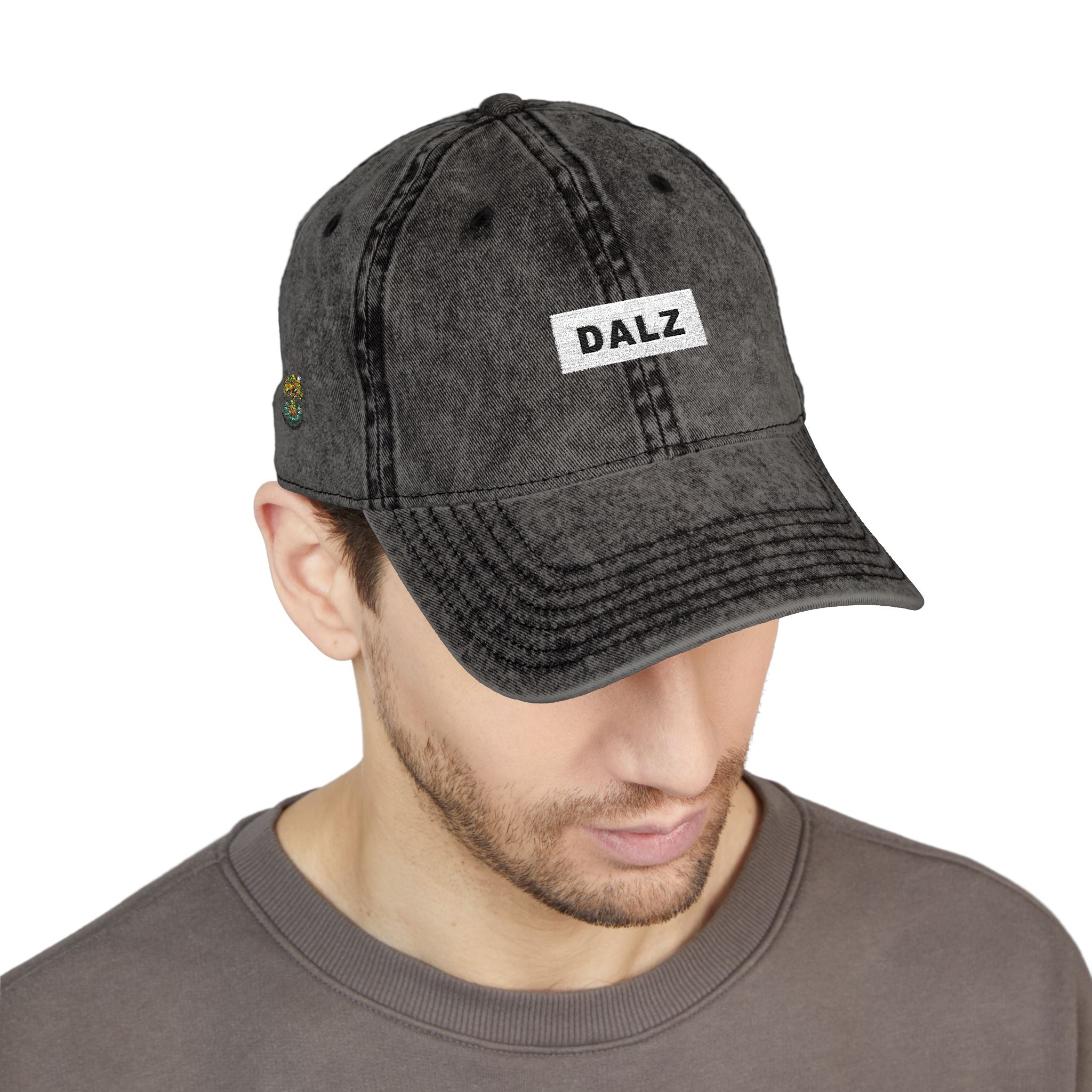 Vintage Embroidered Cap — 'DALZ' Washed Cotton Baseball Hat