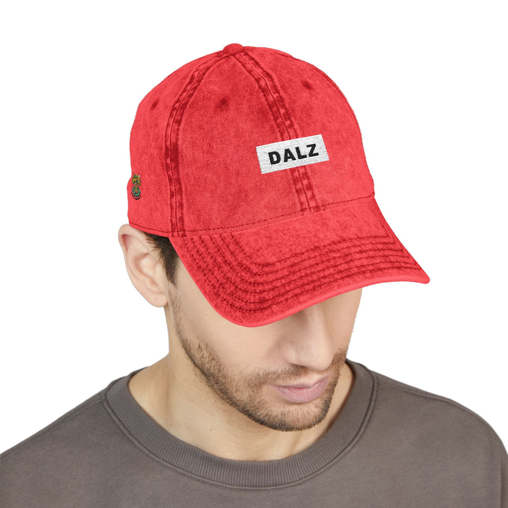 Vintage Embroidered Cap — 'DALZ' Washed Cotton Baseball Hat