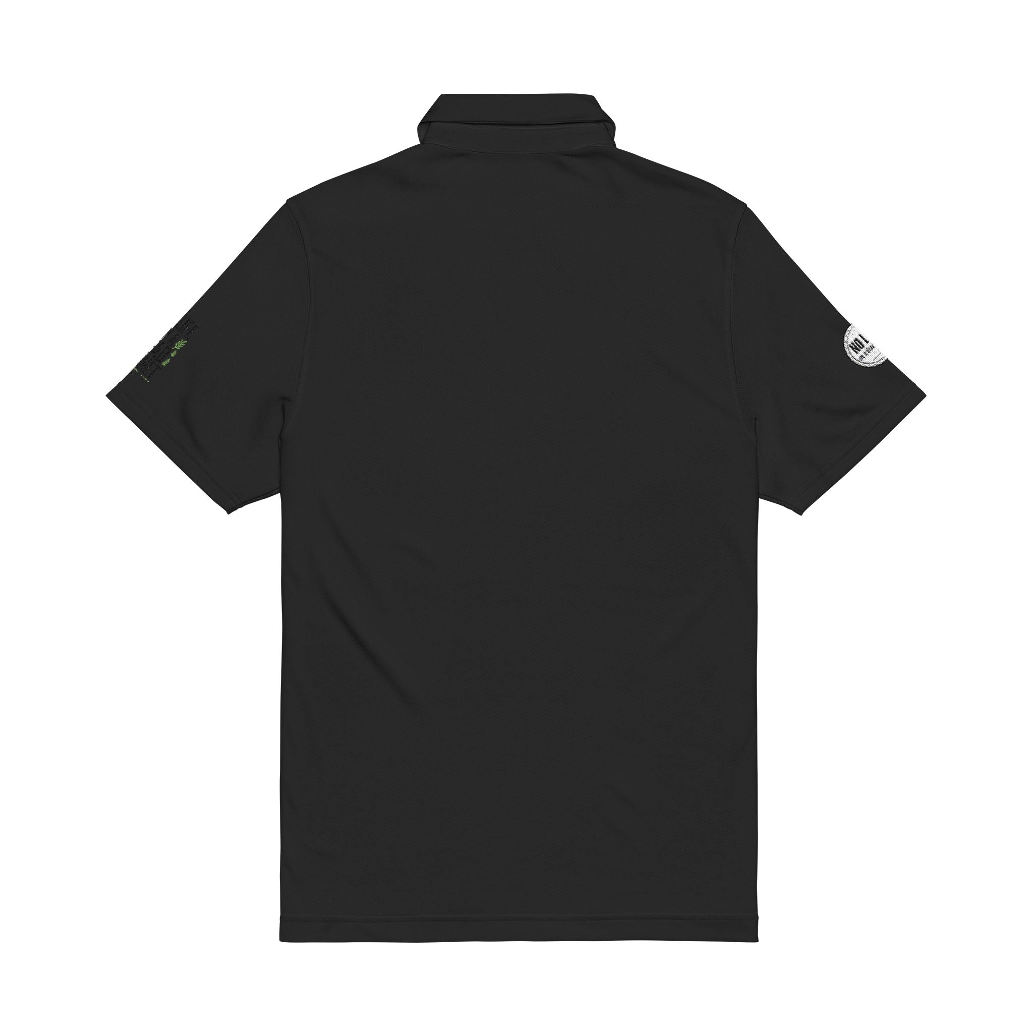 Embroidered White Men's Polo — 'BAZ' Chest Logo, Sleeve Emblems