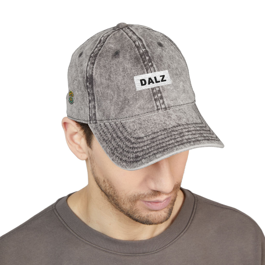 Vintage Embroidered Cap — 'DALZ' Washed Cotton Baseball Hat