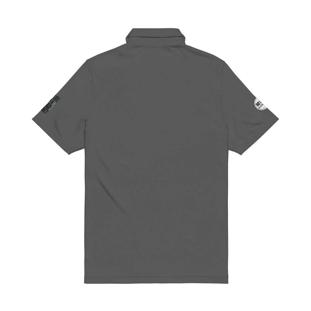 Embroidered White Men's Polo — 'BAZ' Chest Logo, Sleeve Emblems