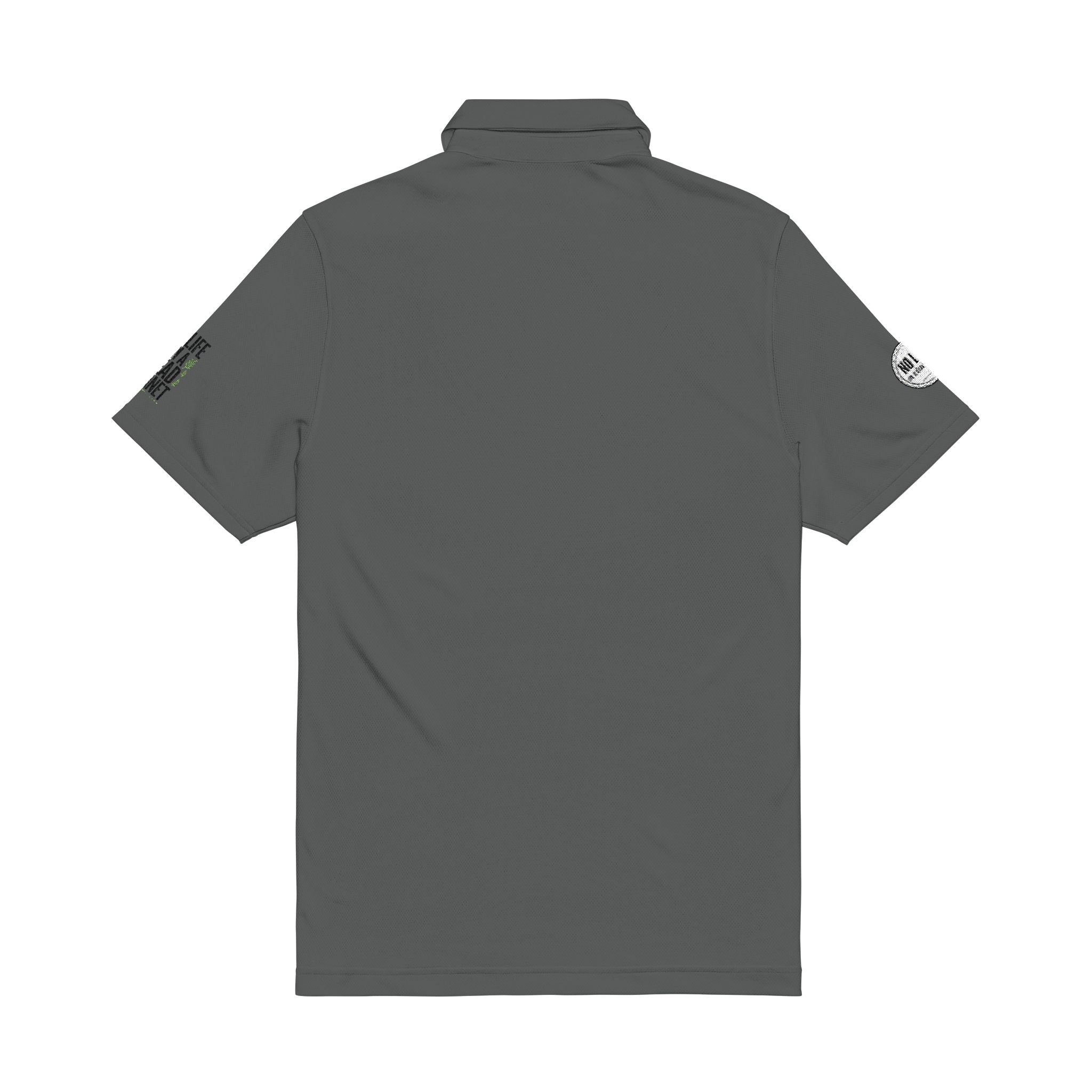 Embroidered White Men's Polo — 'BAZ' Chest Logo, Sleeve Emblems