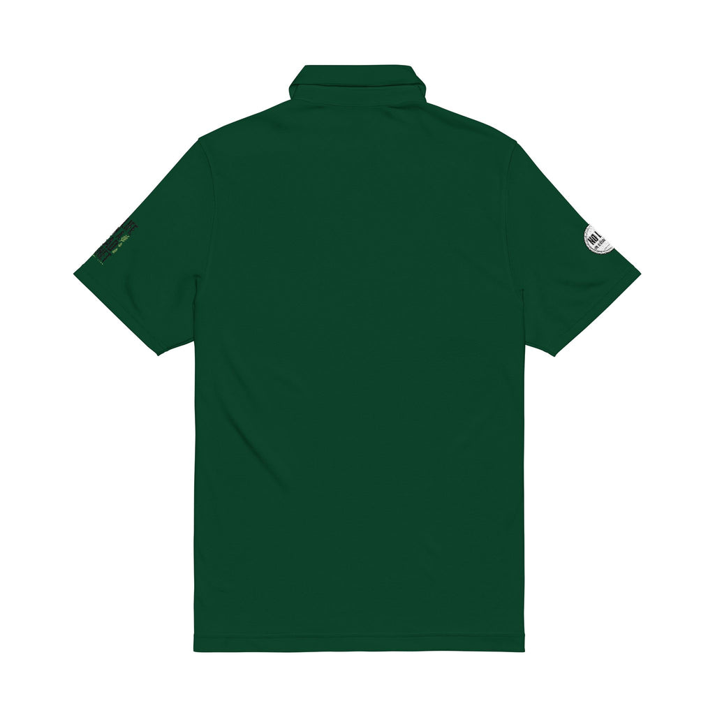 Embroidered White Men's Polo — 'BAZ' Chest Logo, Sleeve Emblems