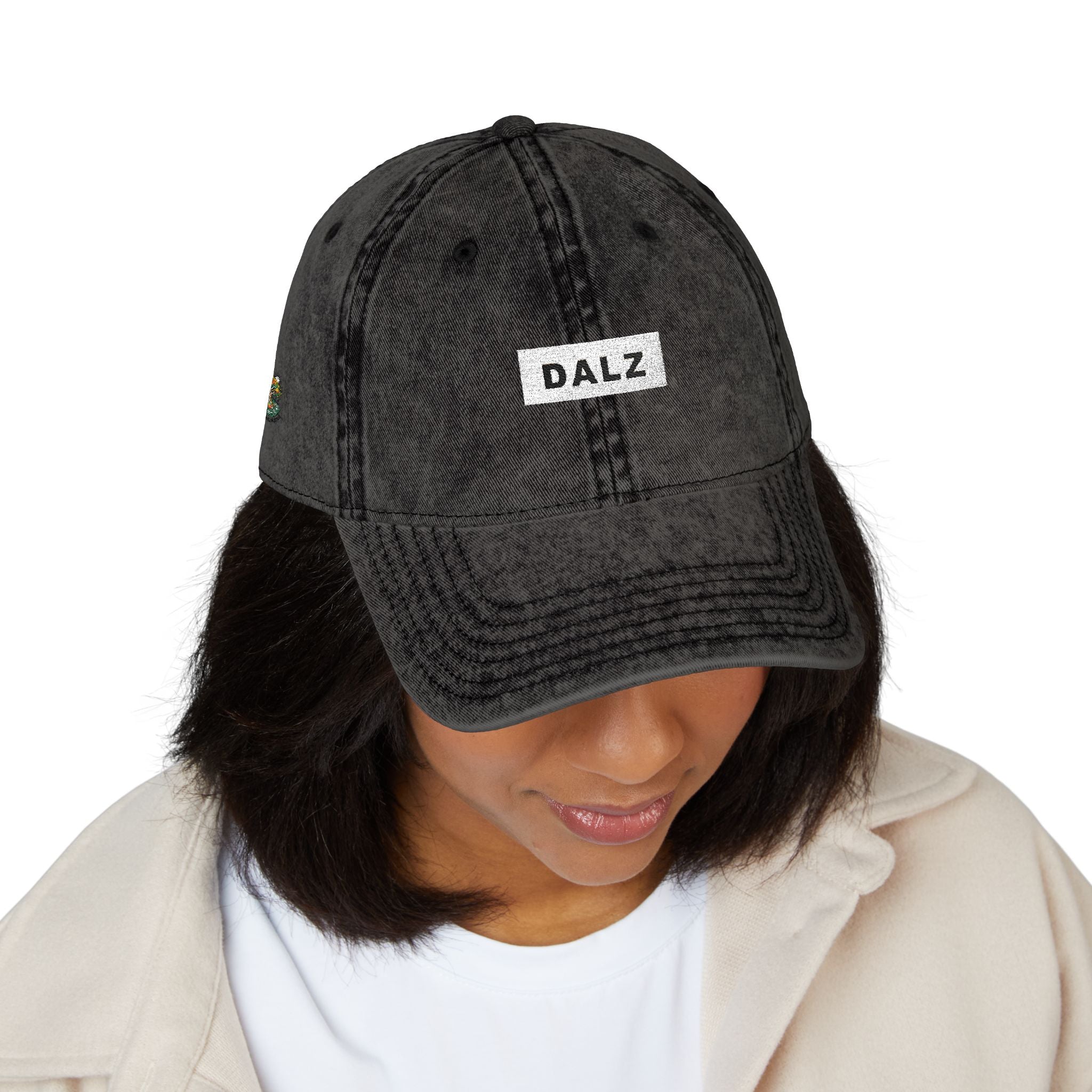 Vintage Embroidered Cap — 'DALZ' Washed Cotton Baseball Hat