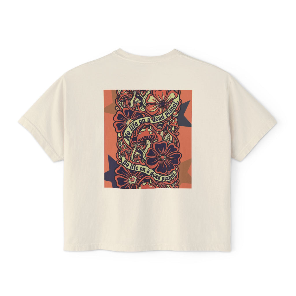 Women's Boxy Tee — Retro Skull & Floral Graphic "No Lies" Crop T-Shirt