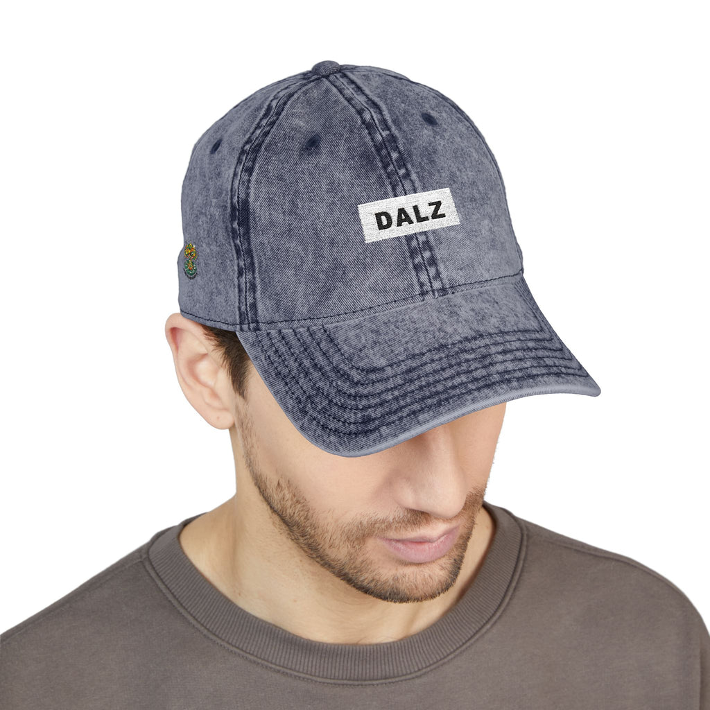 Vintage Embroidered Cap — 'DALZ' Washed Cotton Baseball Hat