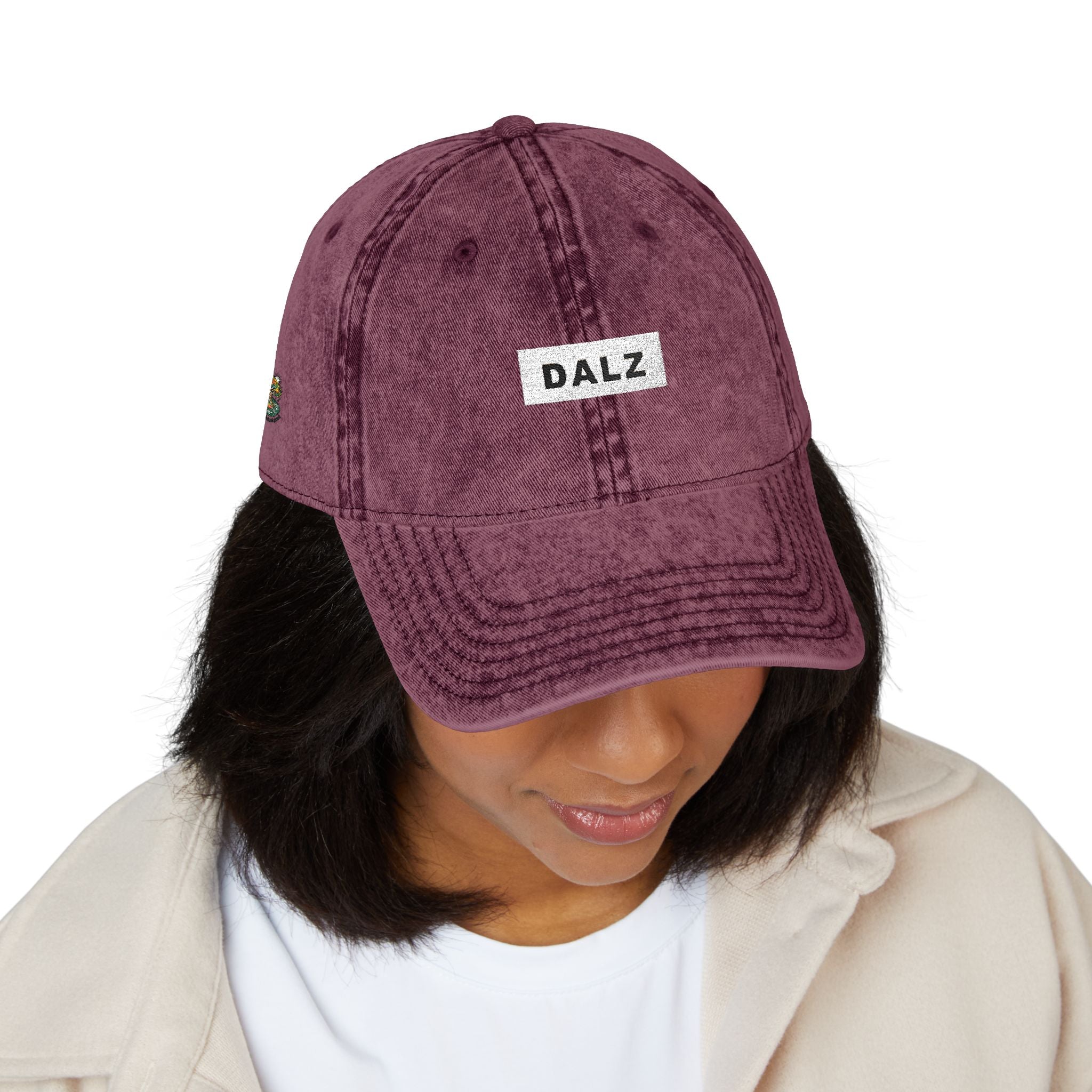 Vintage Embroidered Cap — 'DALZ' Washed Cotton Baseball Hat
