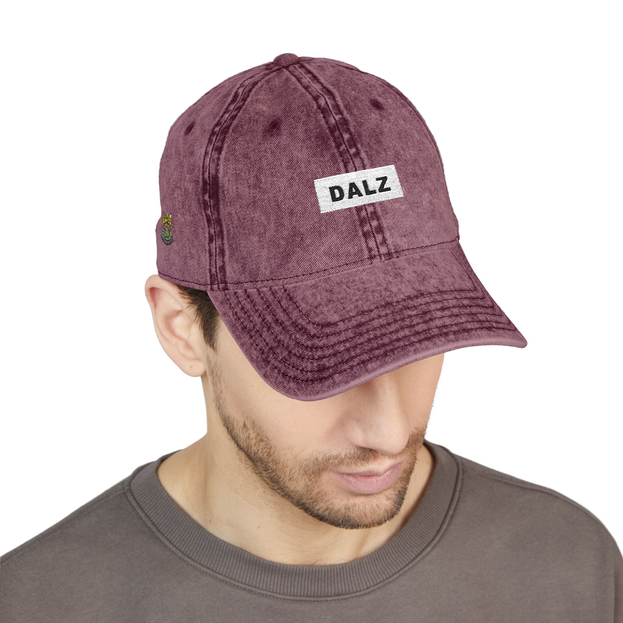 Vintage Embroidered Cap — 'DALZ' Washed Cotton Baseball Hat