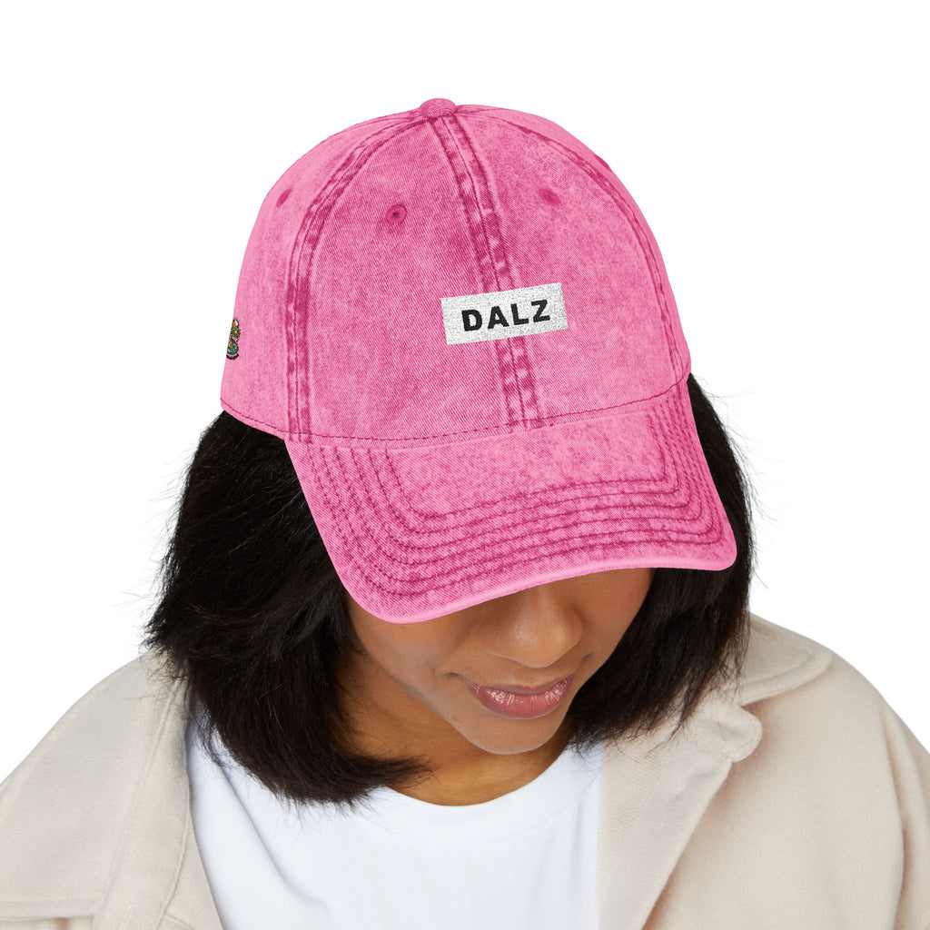 Vintage Embroidered Cap — 'DALZ' Washed Cotton Baseball Hat