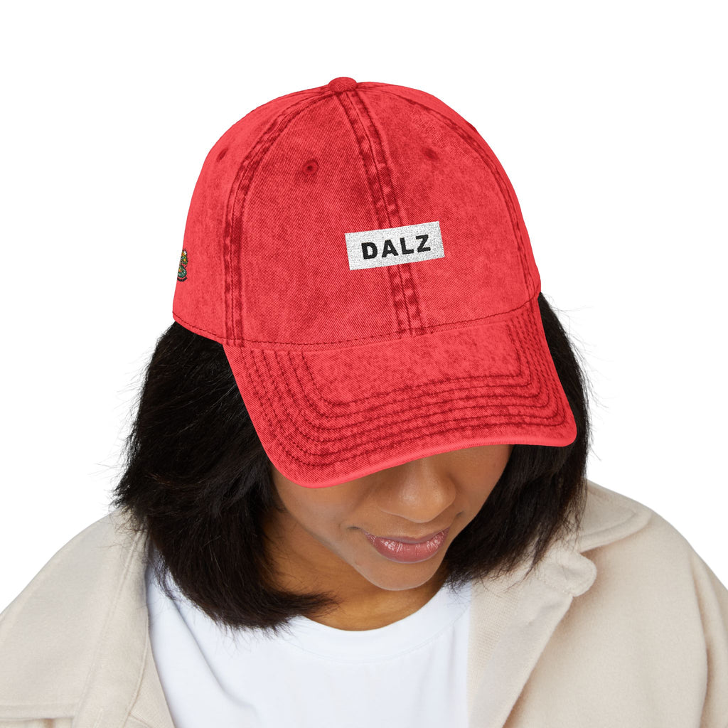 Vintage Embroidered Cap — 'DALZ' Washed Cotton Baseball Hat