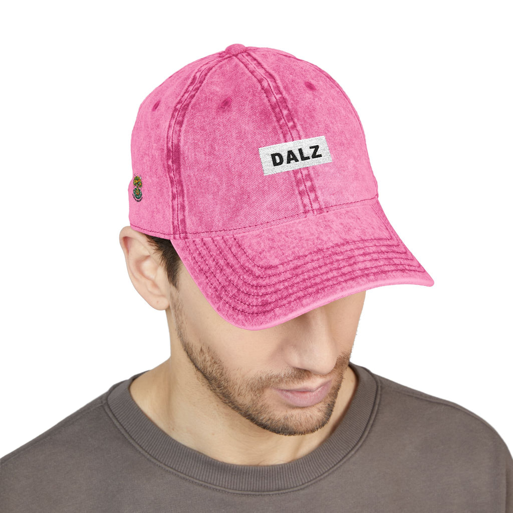 Vintage Embroidered Cap — 'DALZ' Washed Cotton Baseball Hat