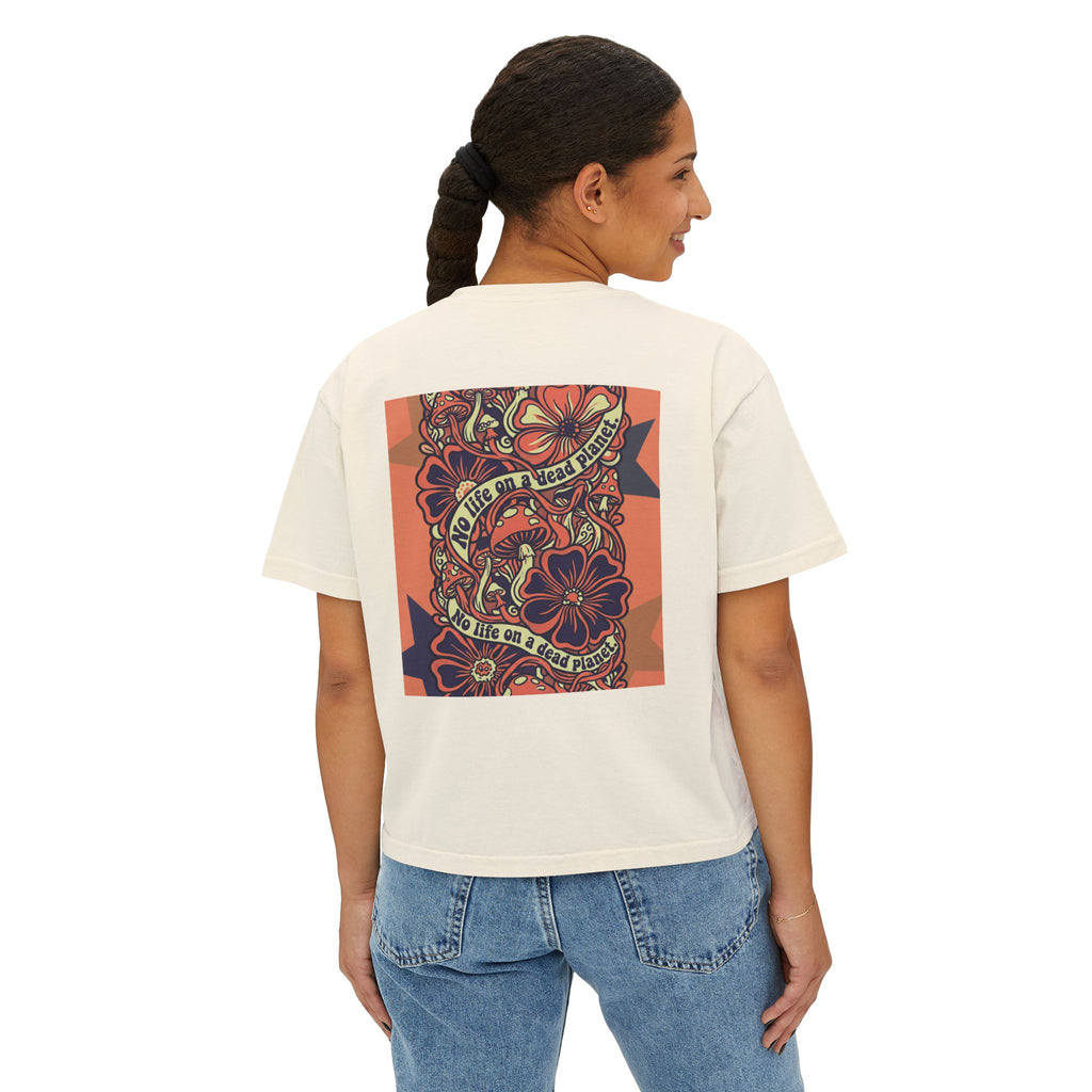 Women's Boxy Tee — Retro Skull & Floral Graphic "No Lies" Crop T-Shirt