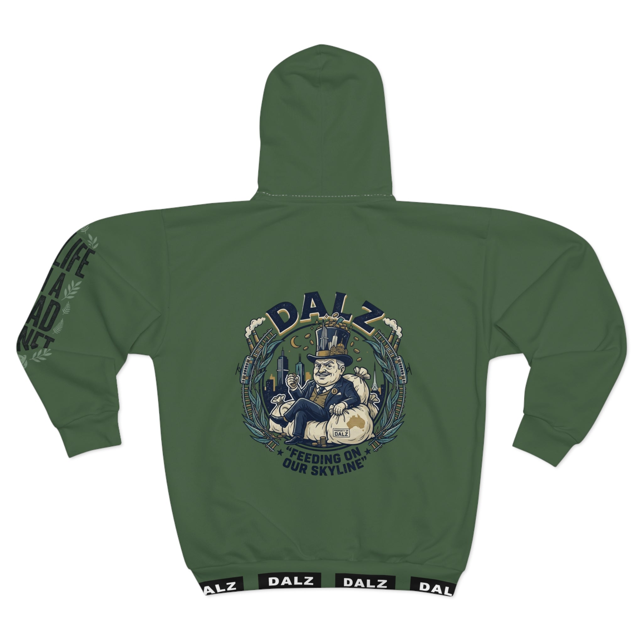 DALZ Graphic Zip Hoodie — 'Feeding on Our Skyline' Urban Streetwear